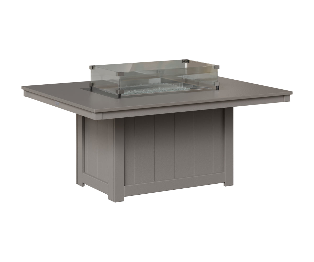 Berlin Gardens Donoma 42" x 54" Rectangular Fire Pit in Light Gray, Hammered Stainless top