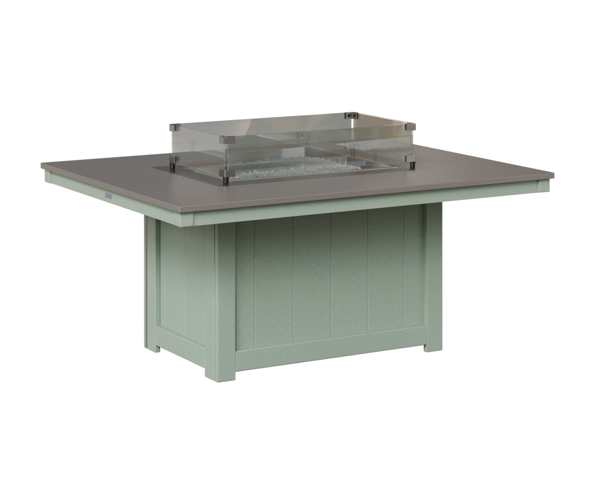 Berlin Gardens Donoma 42" x 54" Rectangular Fire Pit in Sea Foam, Hammered Stainless top