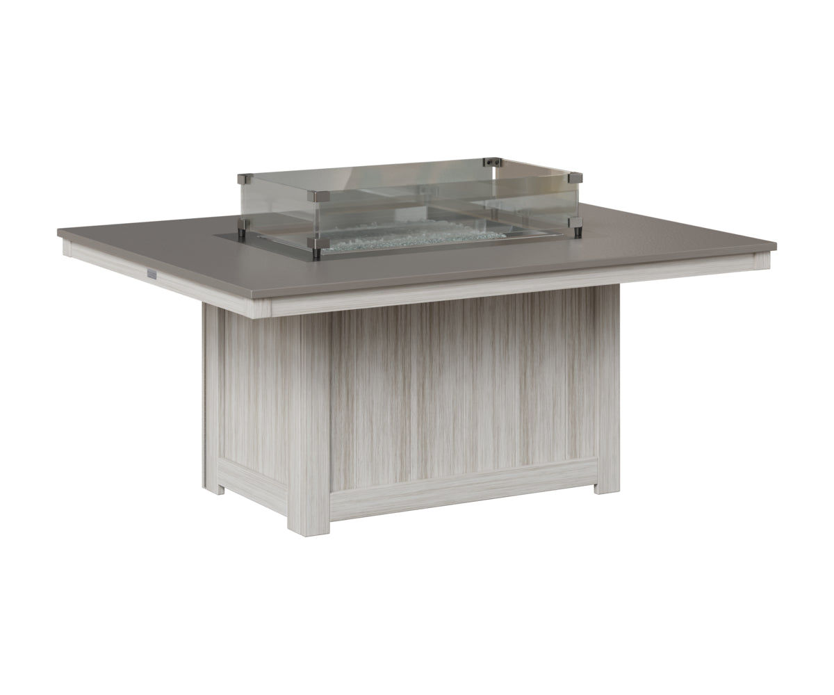 Berlin Gardens Donoma 42" x 54" Rectangular Fire Pit in Seashell, Hammered Stainless top