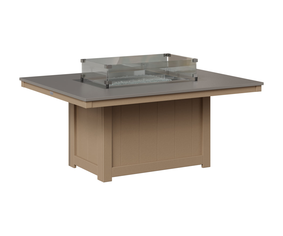 Berlin Gardens Donoma 42" x 54" Rectangular Fire Pit in Weatherwood, Hammered Stainless top