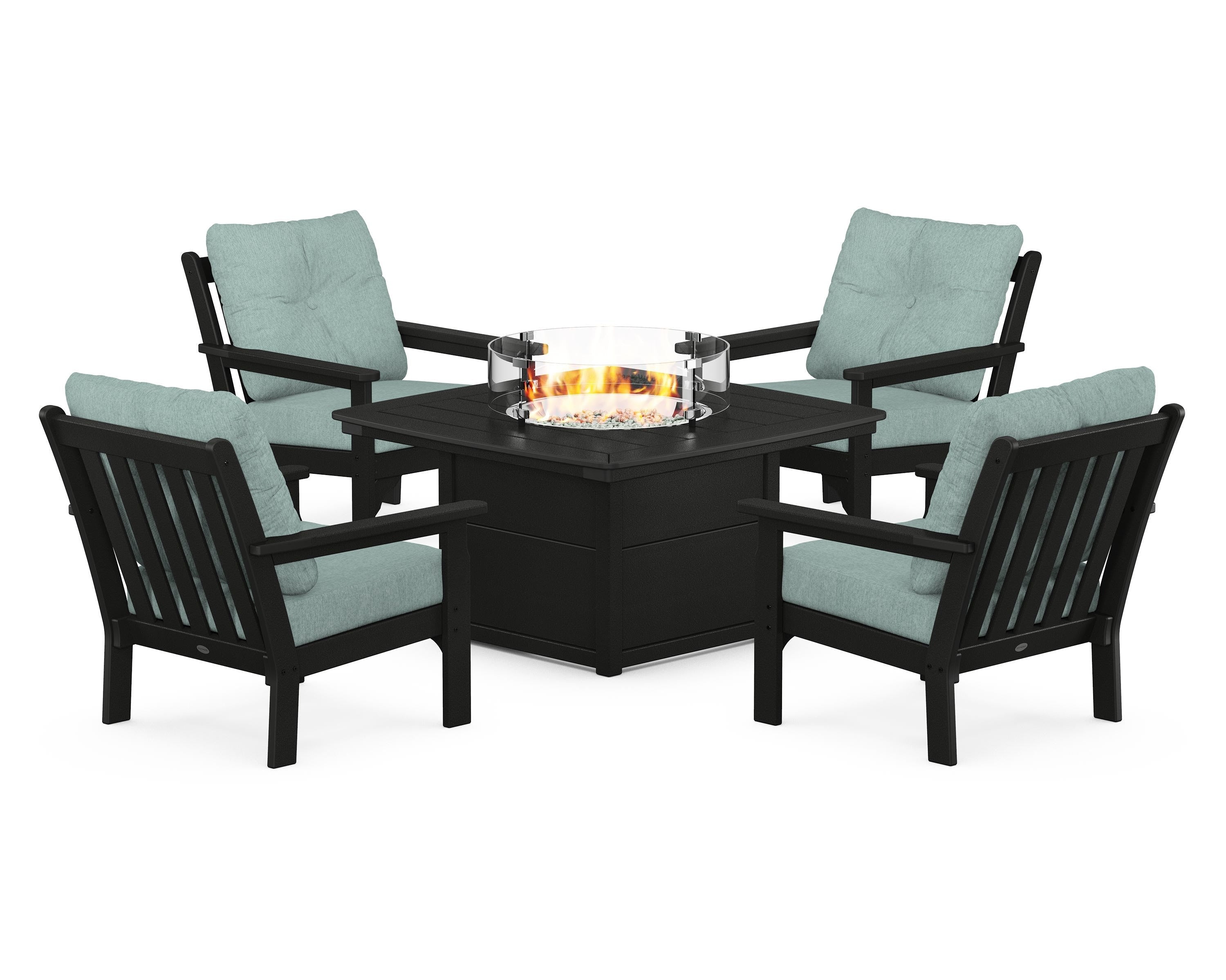 POLYWOOD Vineyard 5-Piece Conversation Set with Fire Pit Table