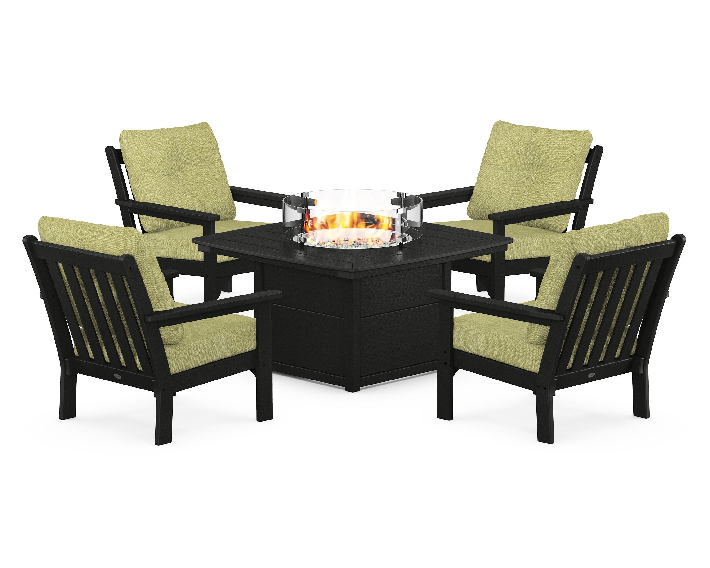 POLYWOOD Vineyard 5-Piece Conversation Set with Fire Pit Table