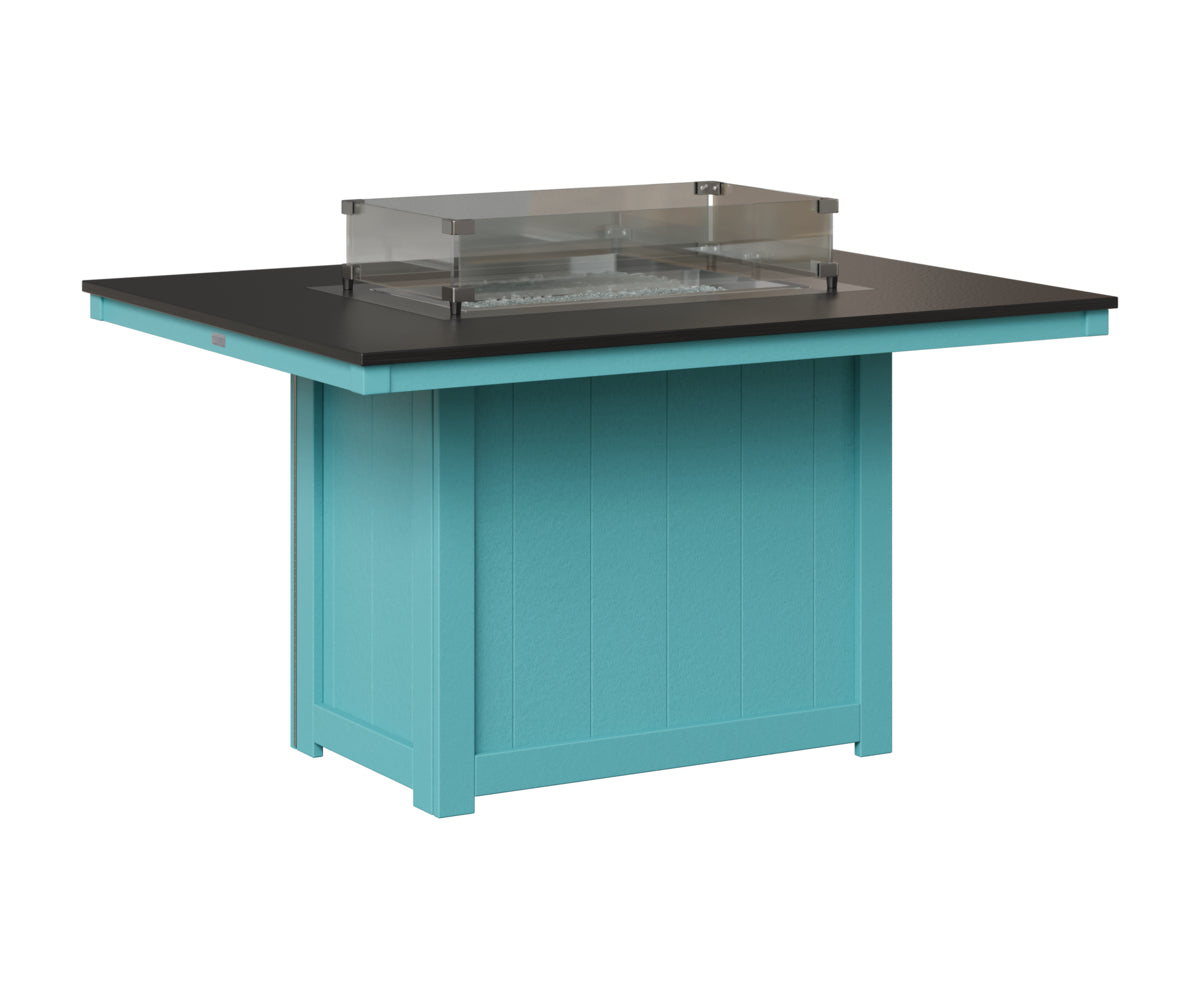 Berlin Gardens Donoma 42" x 54" Rectangular Fire Table Dining in Aruba Blue, Hammered Black top