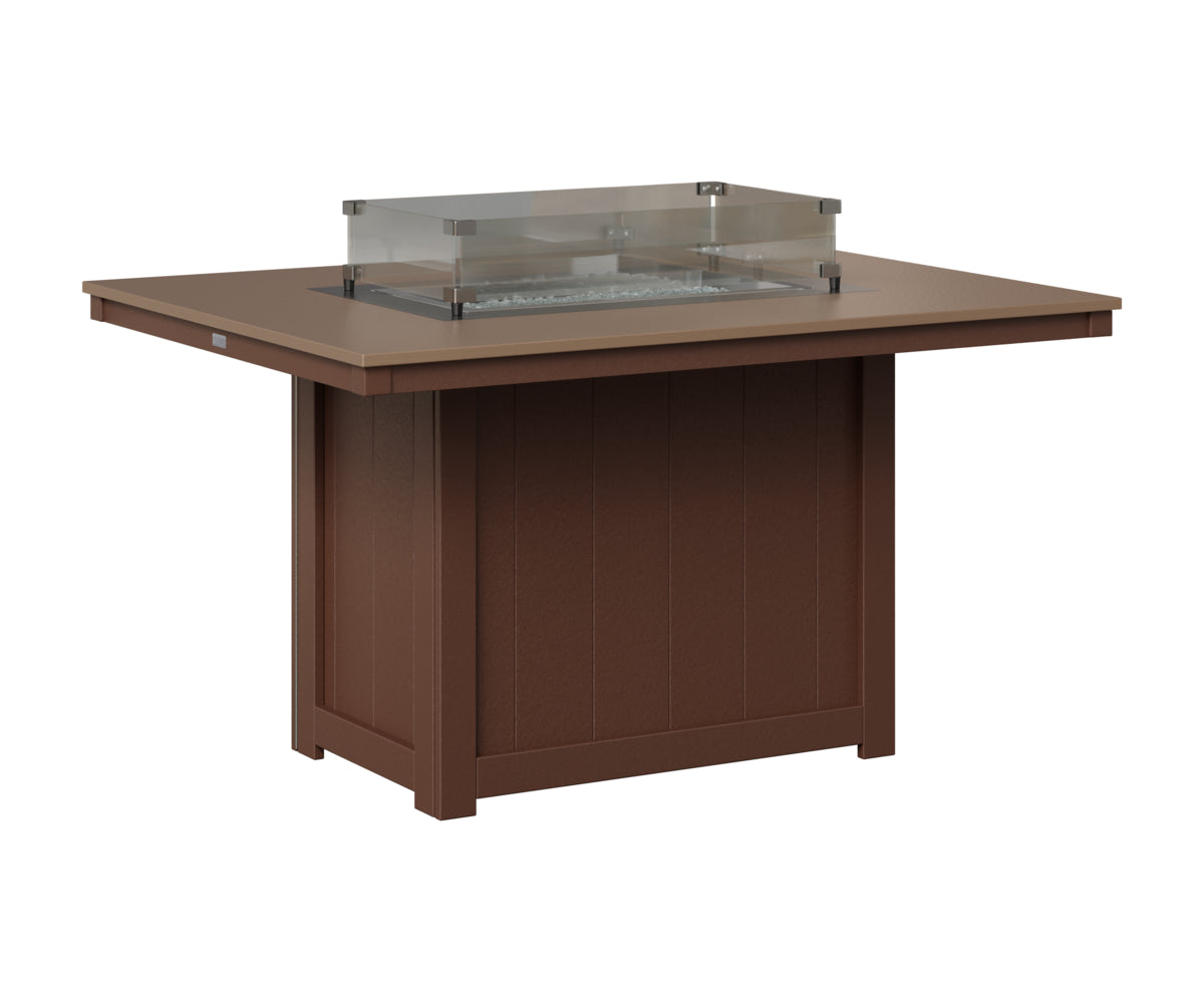 Berlin Gardens Donoma 42" x 54" Rectangular Fire Table Dining in Chocolate Brown, Hammered Bronze top