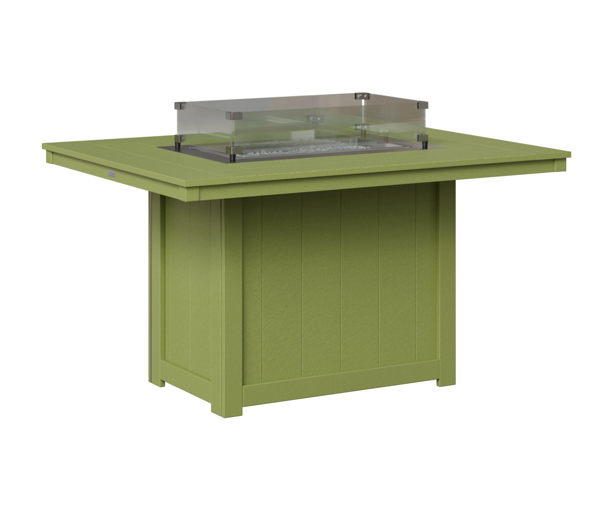 Berlin Gardens Donoma 42" x 54" Rectangular Fire Table Dining in Kiwi Green