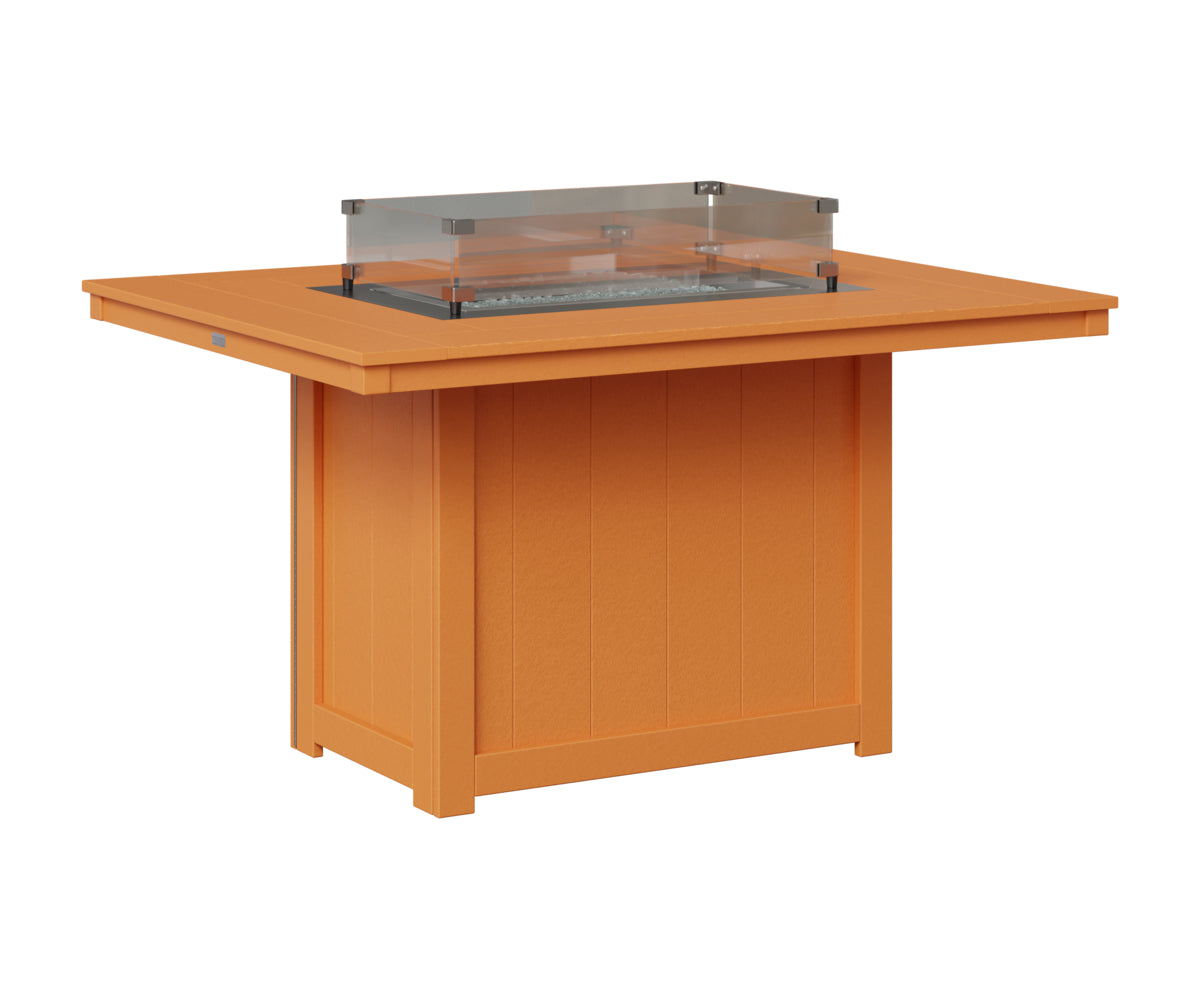 Berlin Gardens Donoma 42" x 54" Rectangular Fire Table Dining in Mango Orange