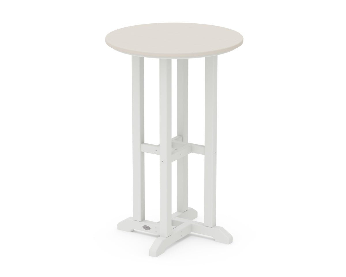 POLYWOOD Contempo 24" Round Counter Table in White / Sand
