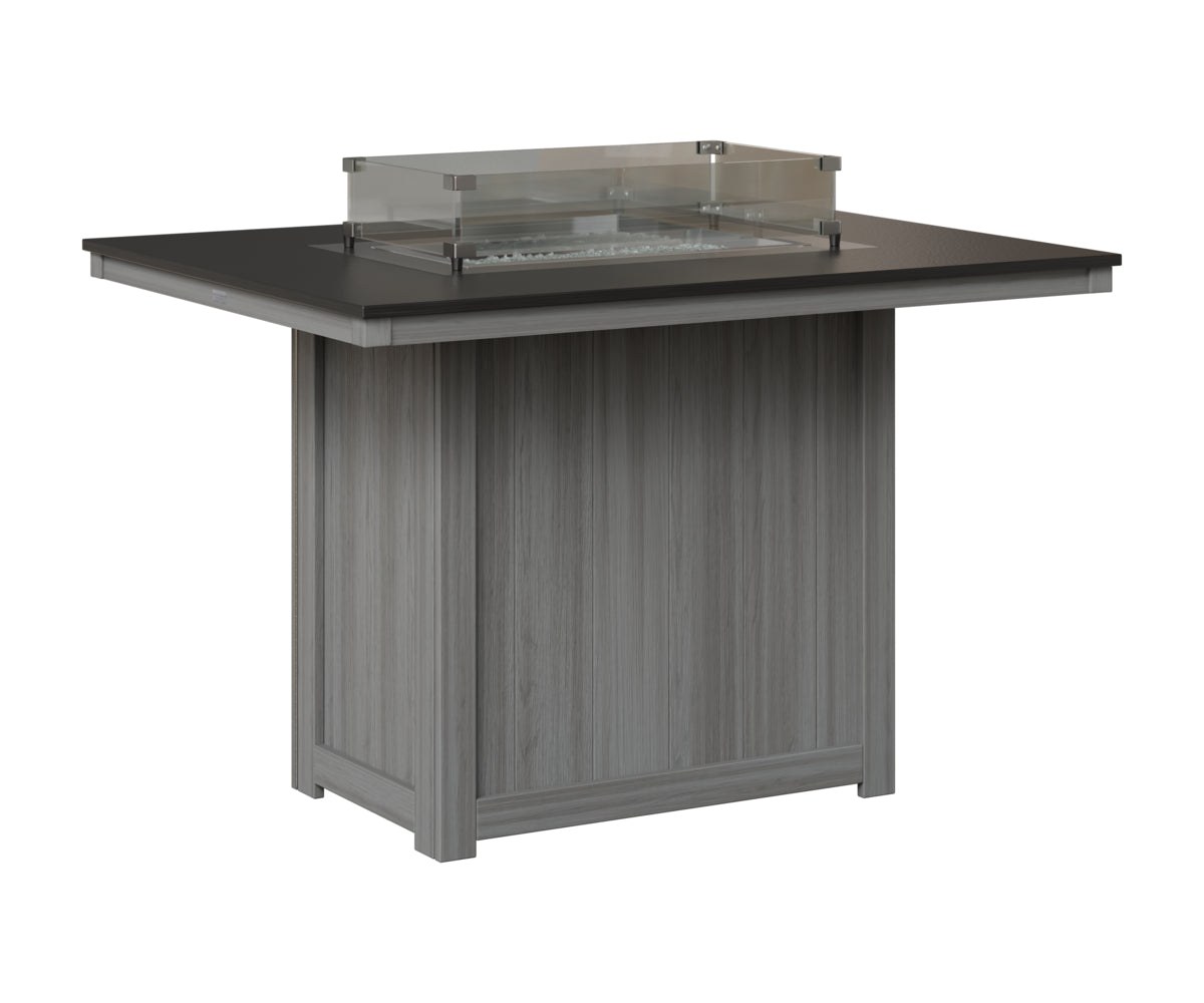 Berlin Gardens Donoma 42" x 54" Rectangular Fire Table Counter in Driftwood Gray, Hammered Black top