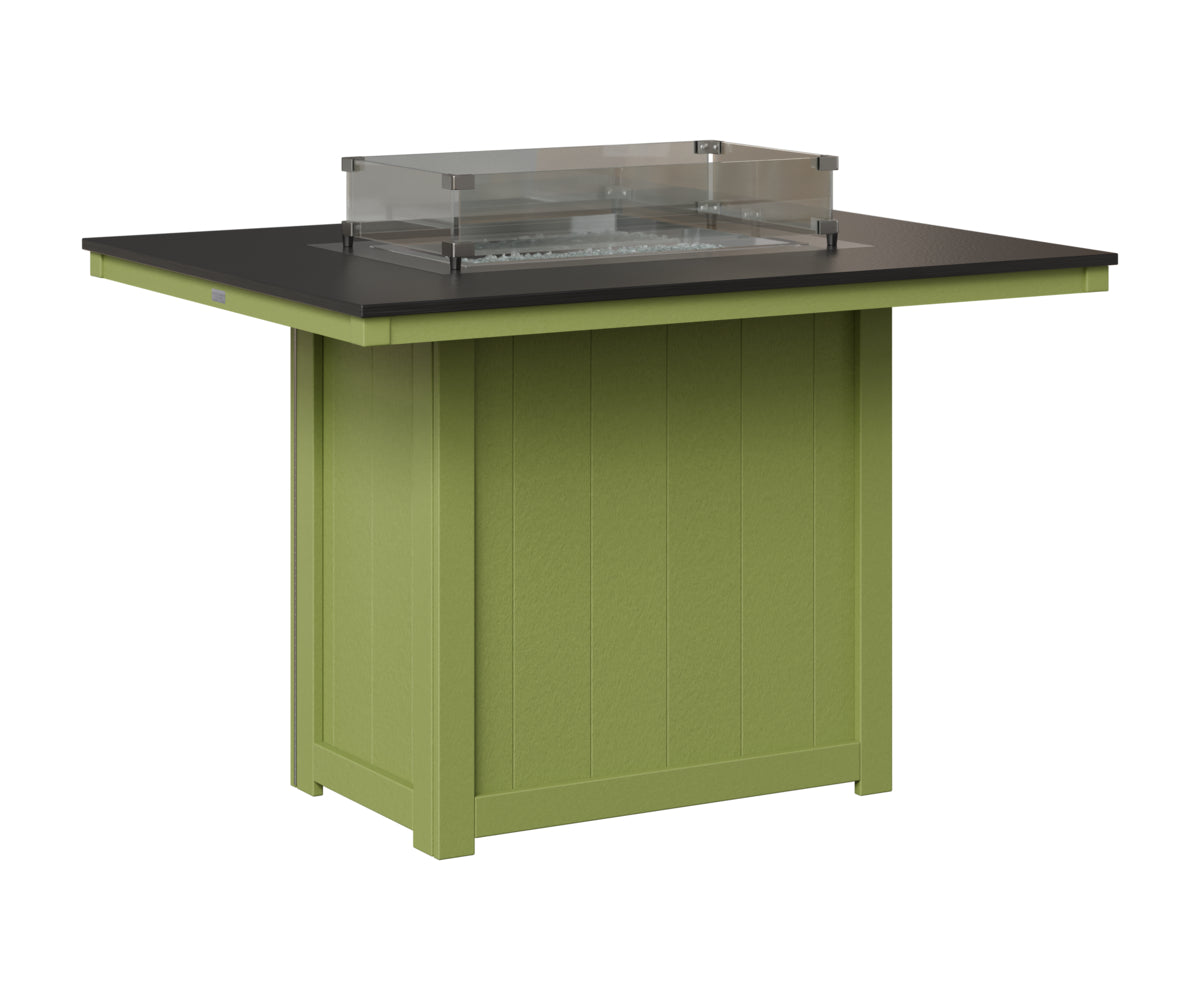 Berlin Gardens Donoma 42" x 54" Rectangular Fire Table Counter in Kiwi Green, Hammered Black top