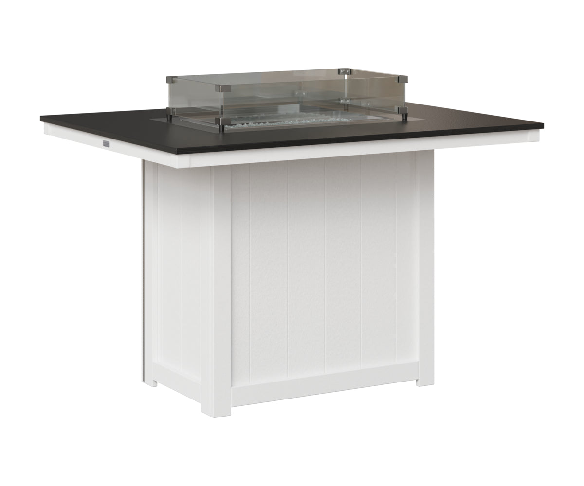 Berlin Gardens Donoma 42" x 54" Rectangular Fire Table Counter in White, Hammered Black top