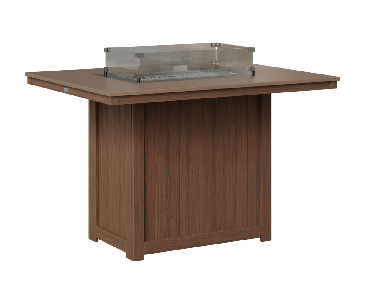 Berlin Gardens Donoma 42" x 54" Rectangular Fire Table Counter in Brazilian Walnut, Hammered Bronze top