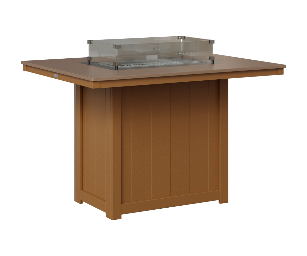 Berlin Gardens Donoma 42" x 54" Rectangular Fire Table Counter in Cedar, Hammered Bronze top