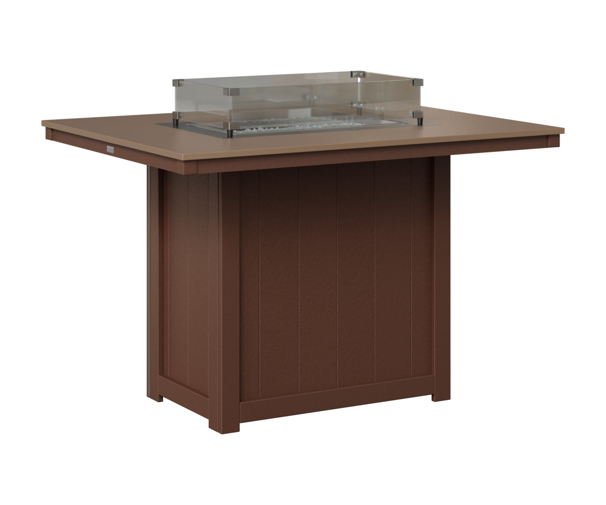Berlin Gardens Donoma 42" x 54" Rectangular Fire Table Counter in Chocolate Brown, Hammered Bronze top