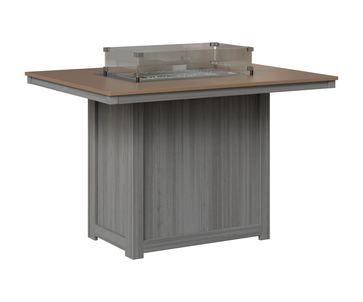 Berlin Gardens Donoma 42" x 54" Rectangular Fire Table Counter in Driftwood Gray, Hammered Bronze top