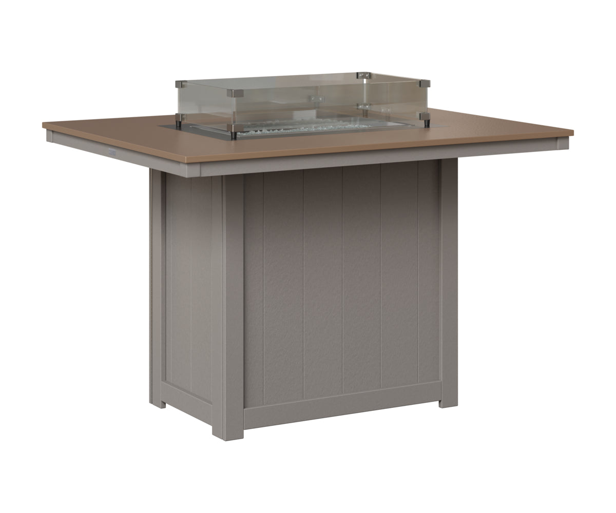 Berlin Gardens Donoma 42" x 54" Rectangular Fire Table Counter in Light Gray, Hammered Bronze top