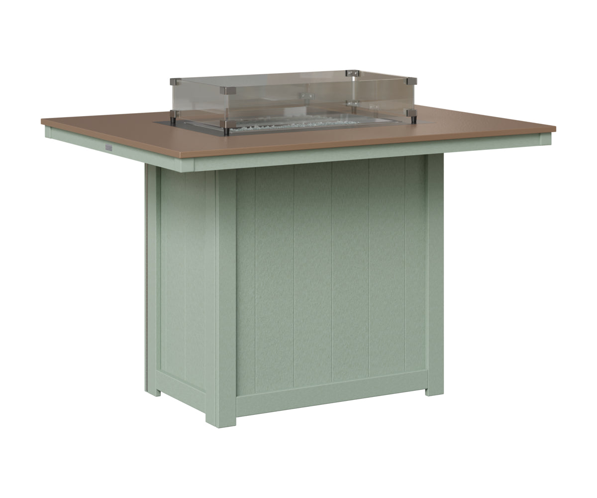 Berlin Gardens Donoma 42" x 54" Rectangular Fire Table Counter in Sea Foam, Hammered Bronze top