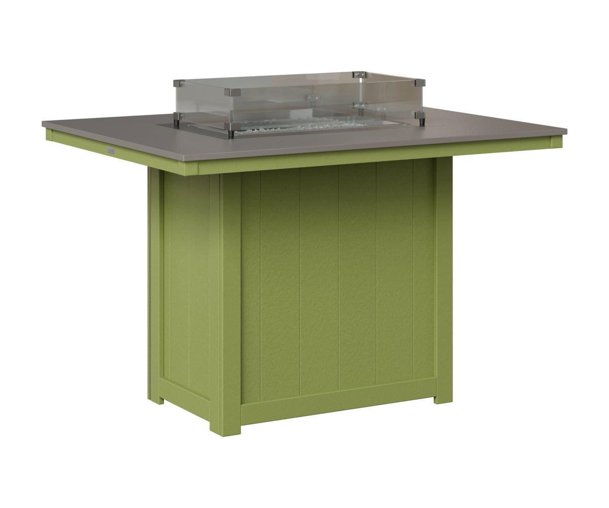 Berlin Gardens Donoma 42" x 54" Rectangular Fire Table Counter in Kiwi Green, Hammered Stainless top