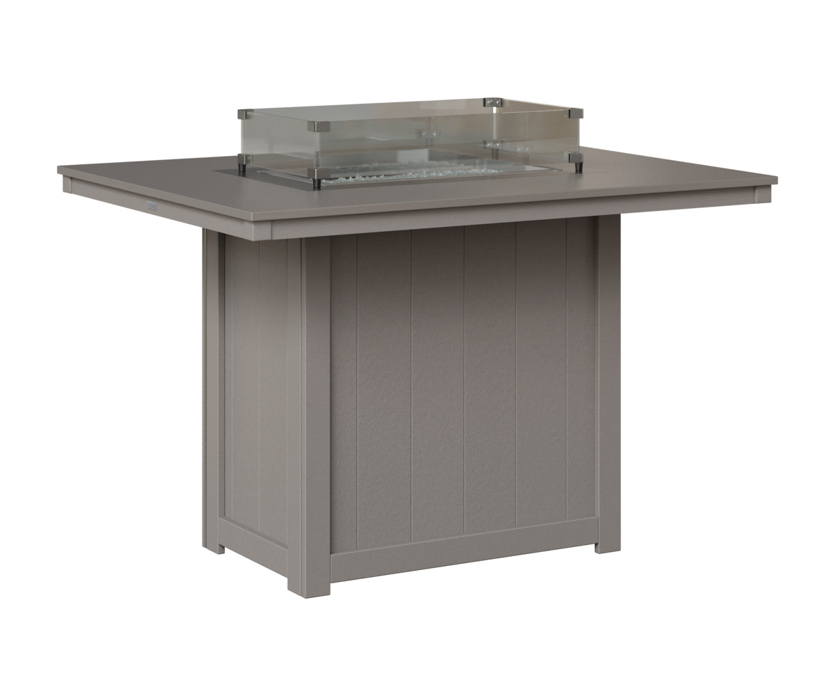 Berlin Gardens Donoma 42" x 54" Rectangular Fire Table Counter in Light Gray, Hammered Stainless top