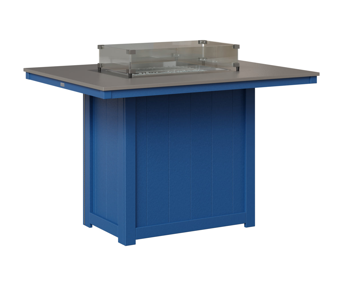 Berlin Gardens Donoma 42" x 54" Rectangular Fire Table Counter in Pacific Blue, Hammered Stainless top