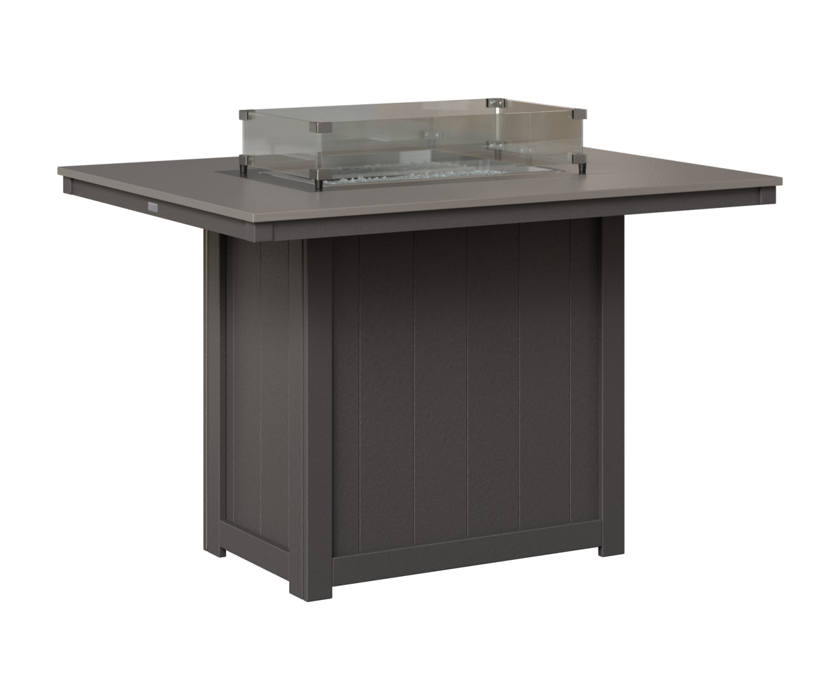Berlin Gardens Donoma 42" x 54" Rectangular Fire Table Counter in Smoke Gray, Hammered Stainless top