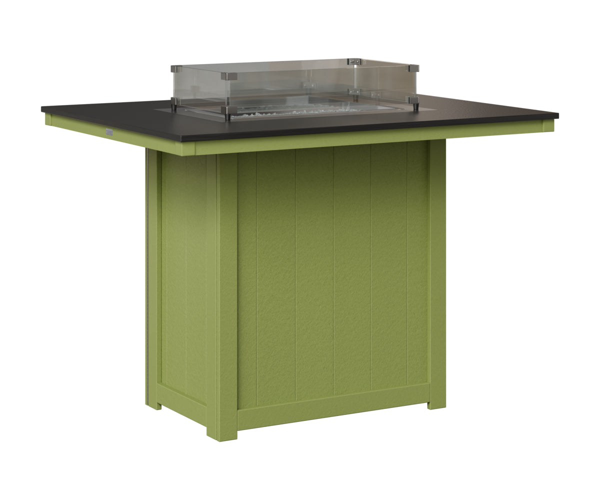 Berlin Gardens Donoma 42" x 54" Rectangular Fire Table Bar in Kiwi Green, Hammered Black top