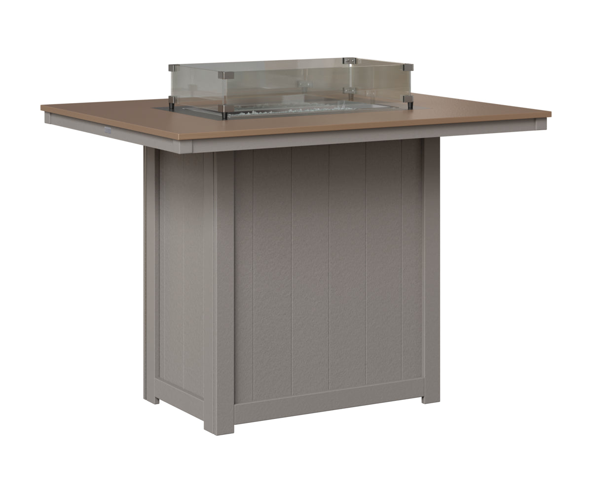 Berlin Gardens Donoma 42" x 54" Rectangular Fire Table Bar in Light Gray, Hammered Bronze top