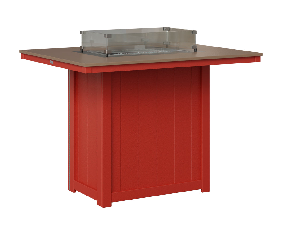 Berlin Gardens Donoma 42" x 54" Rectangular Fire Table Bar in Scarlet Red, Hammered Bronze top