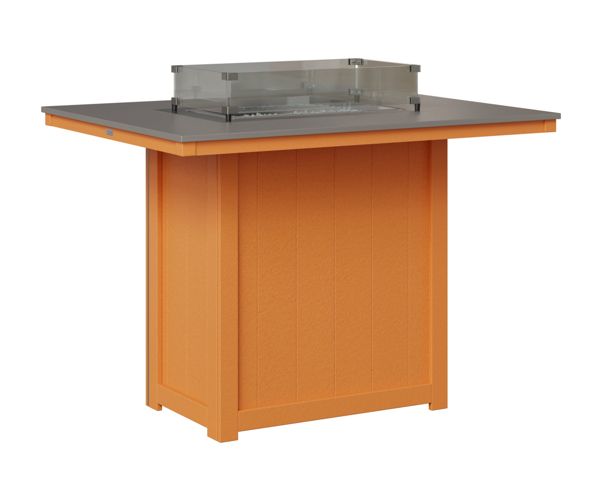 Berlin Gardens Donoma 42" x 54" Rectangular Fire Table Bar in Mango Orange, Hammered Stainless top