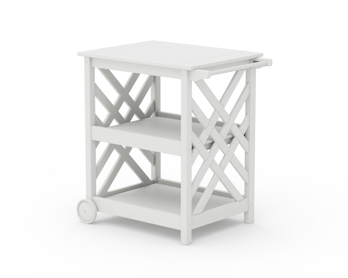 POLYWOOD Wovendale Bar Cart in White