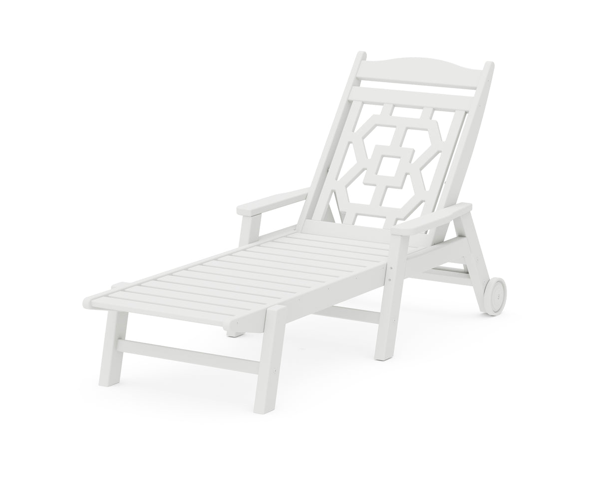 POLYWOOD Chinoiserie Chaise Lounge in White