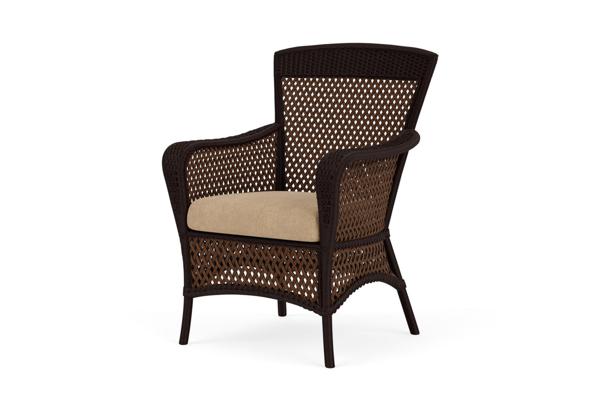 Lloyd Flanders Grand Traverse Dining Armchair with Hayden Sand fabric, view 10