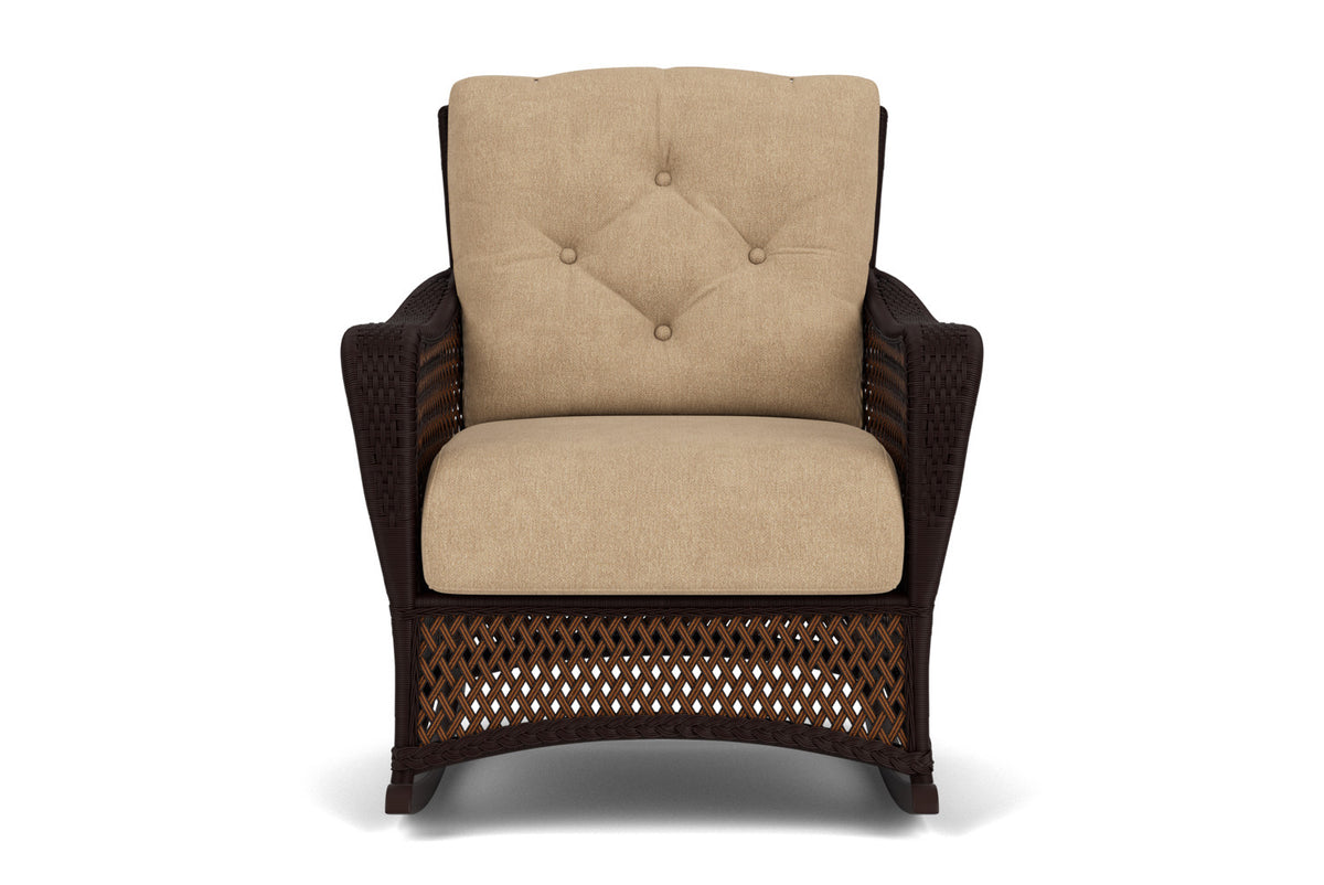 Lloyd Flanders Grand Traverse Lounge Rocker with Hayden Sand fabric