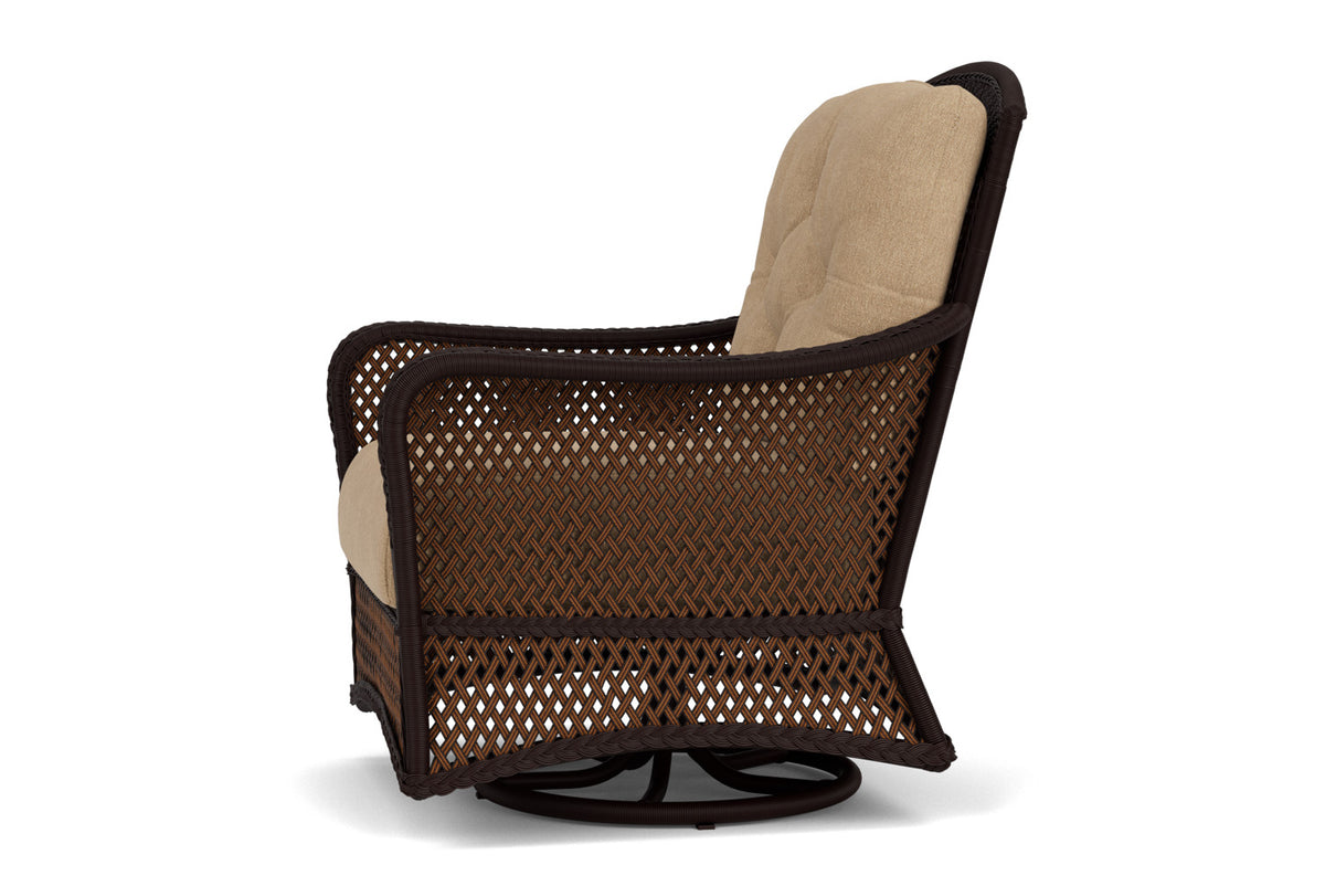 Lloyd Flanders Grand Traverse Swivel Glider Lounge Chair with Hayden Sand fabric, view 9