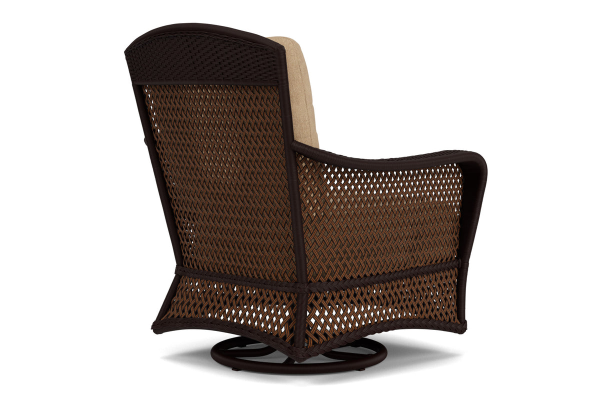 Lloyd Flanders Grand Traverse Swivel Glider Lounge Chair with Hayden Sand fabric, view 6