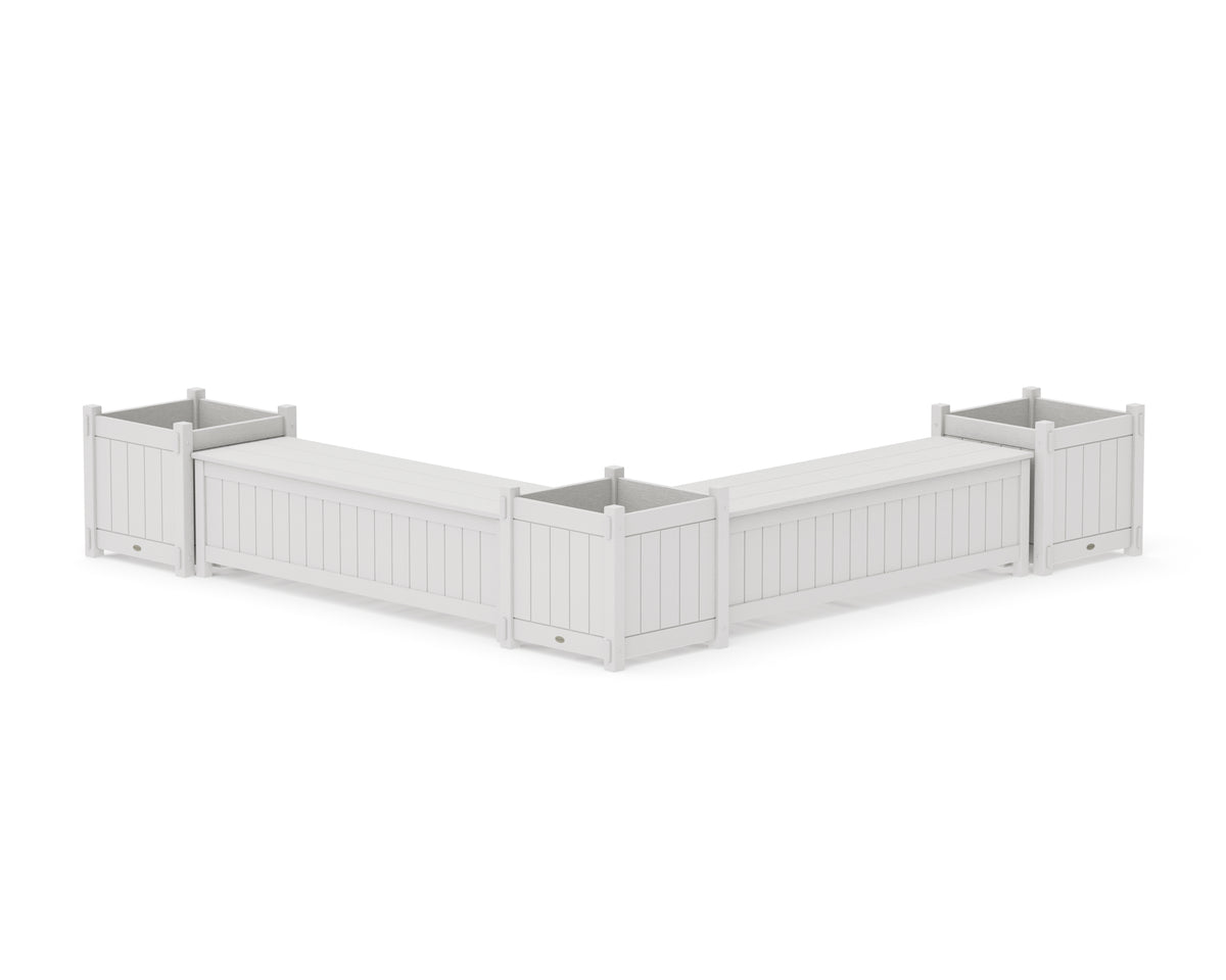 POLYWOOD 60" Vineyard L-Shaped Planter Storage Bench Corner Set - Large in Vintage White