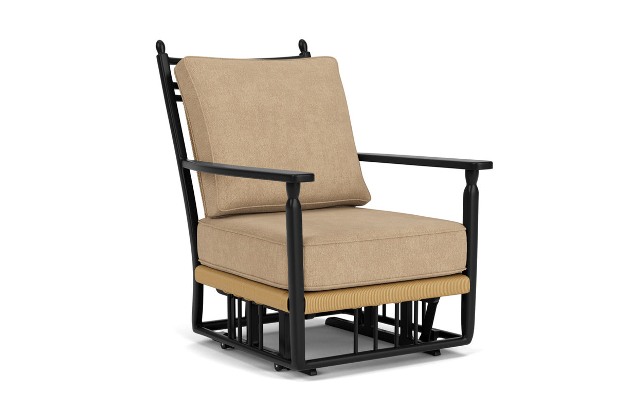 Lloyd Flanders Low Country Glider Lounge Chair with Hayden Sand fabric, view 2