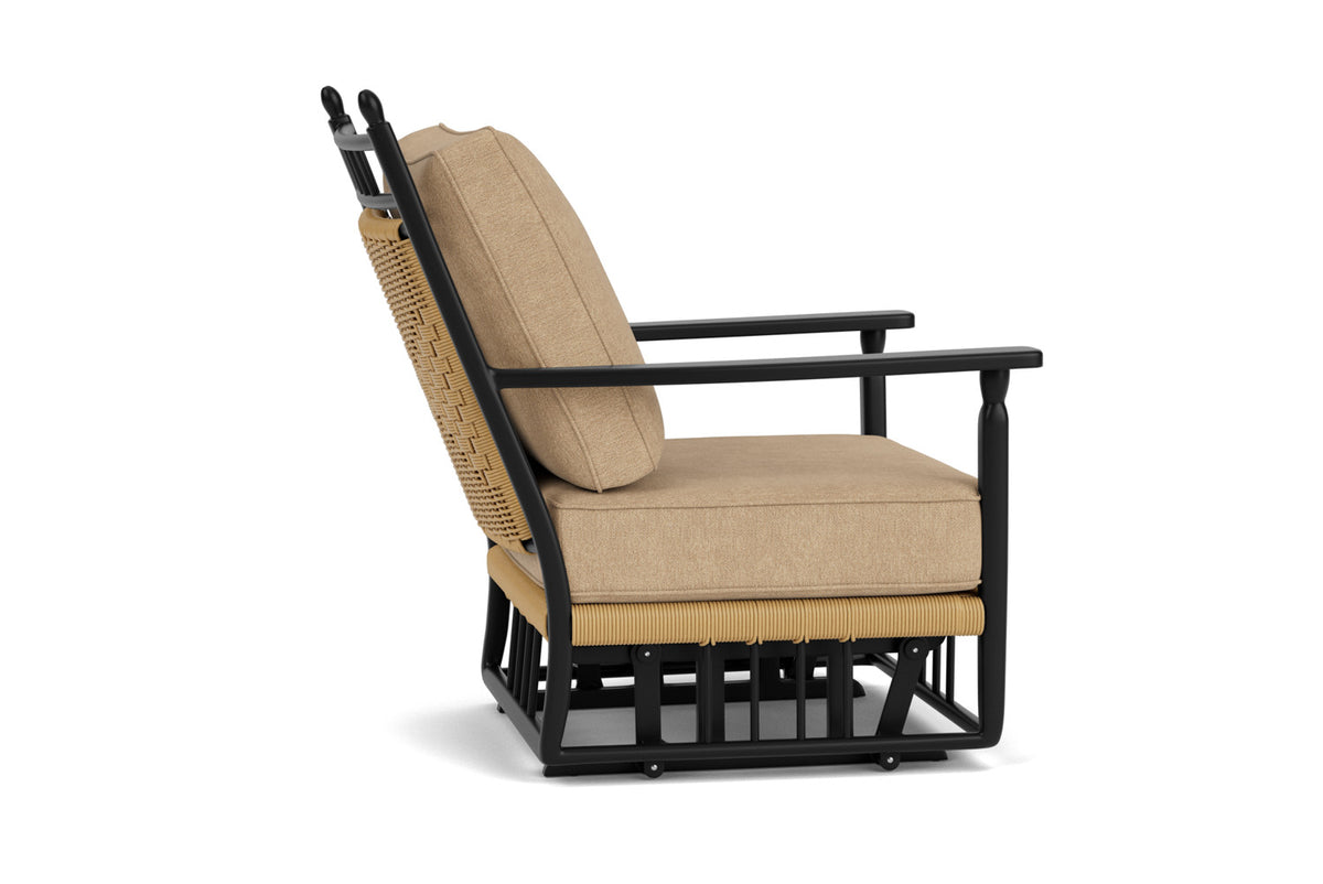 Lloyd Flanders Low Country Glider Lounge Chair with Hayden Sand fabric, view 5