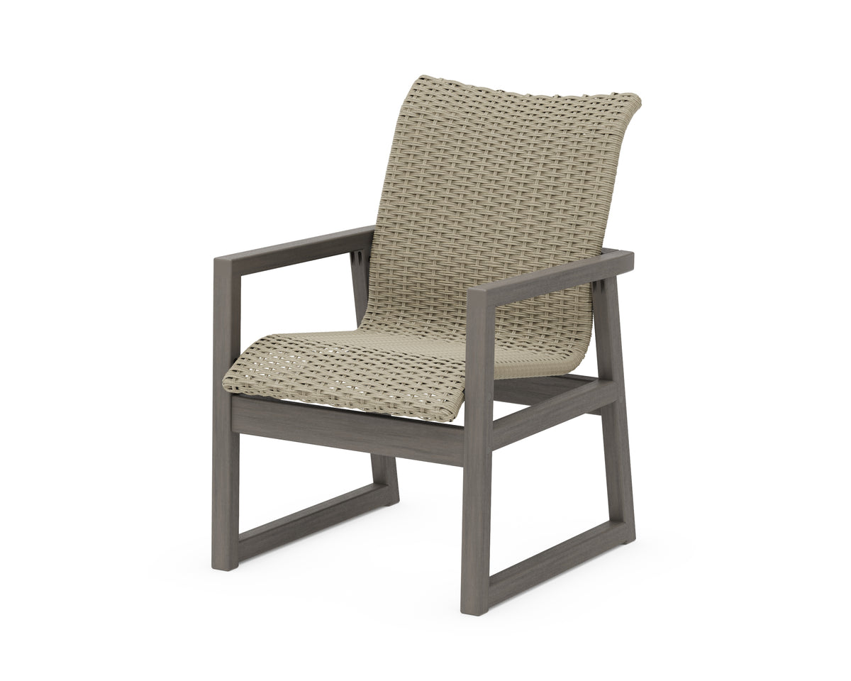 POLYWOOD EDGE Woven Dining Arm Chair in Driftwood / Dune Grass