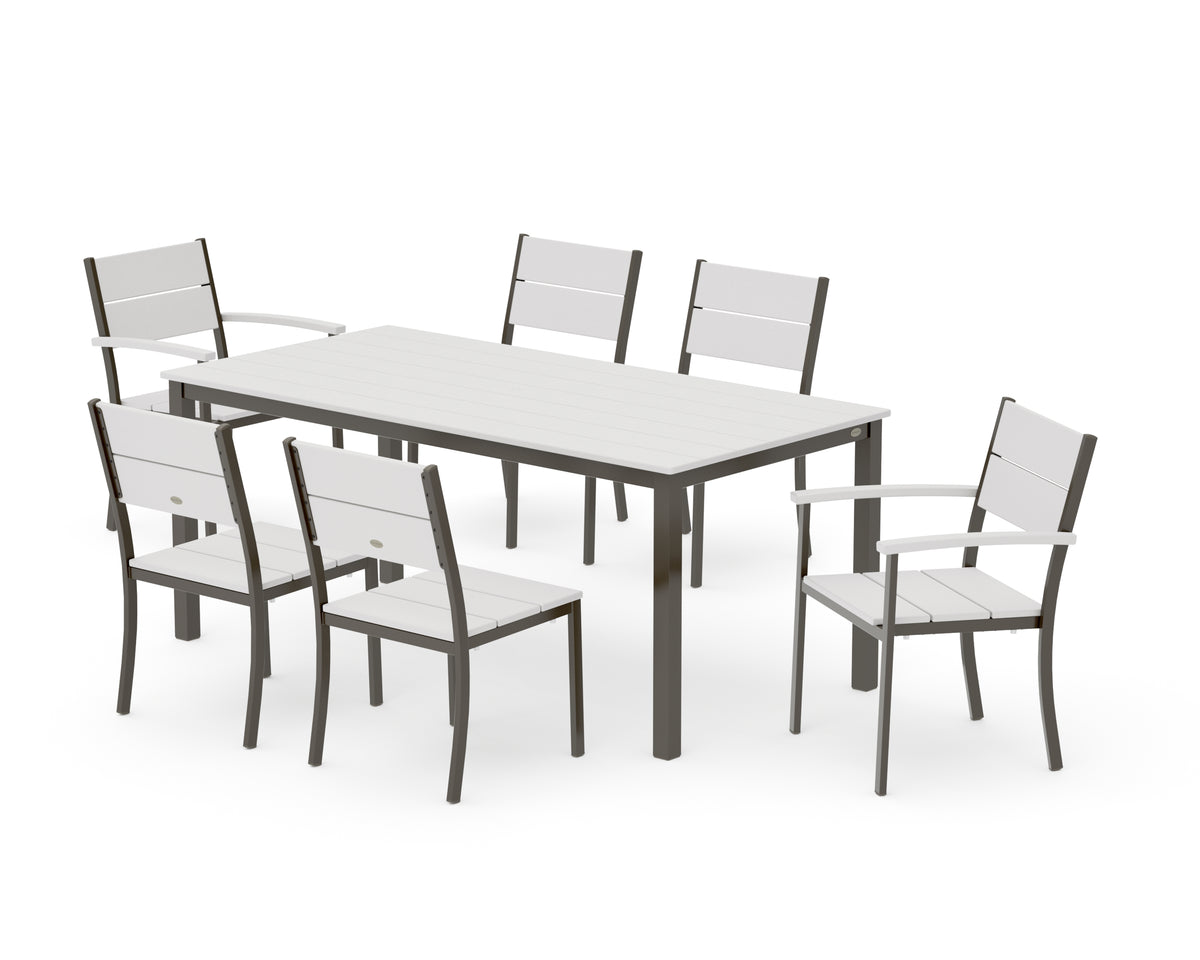 POLYWOOD Main Street 7-Piece Dining Set with Main Street 36" x 72" Dining Table in Bronze / Vintage White