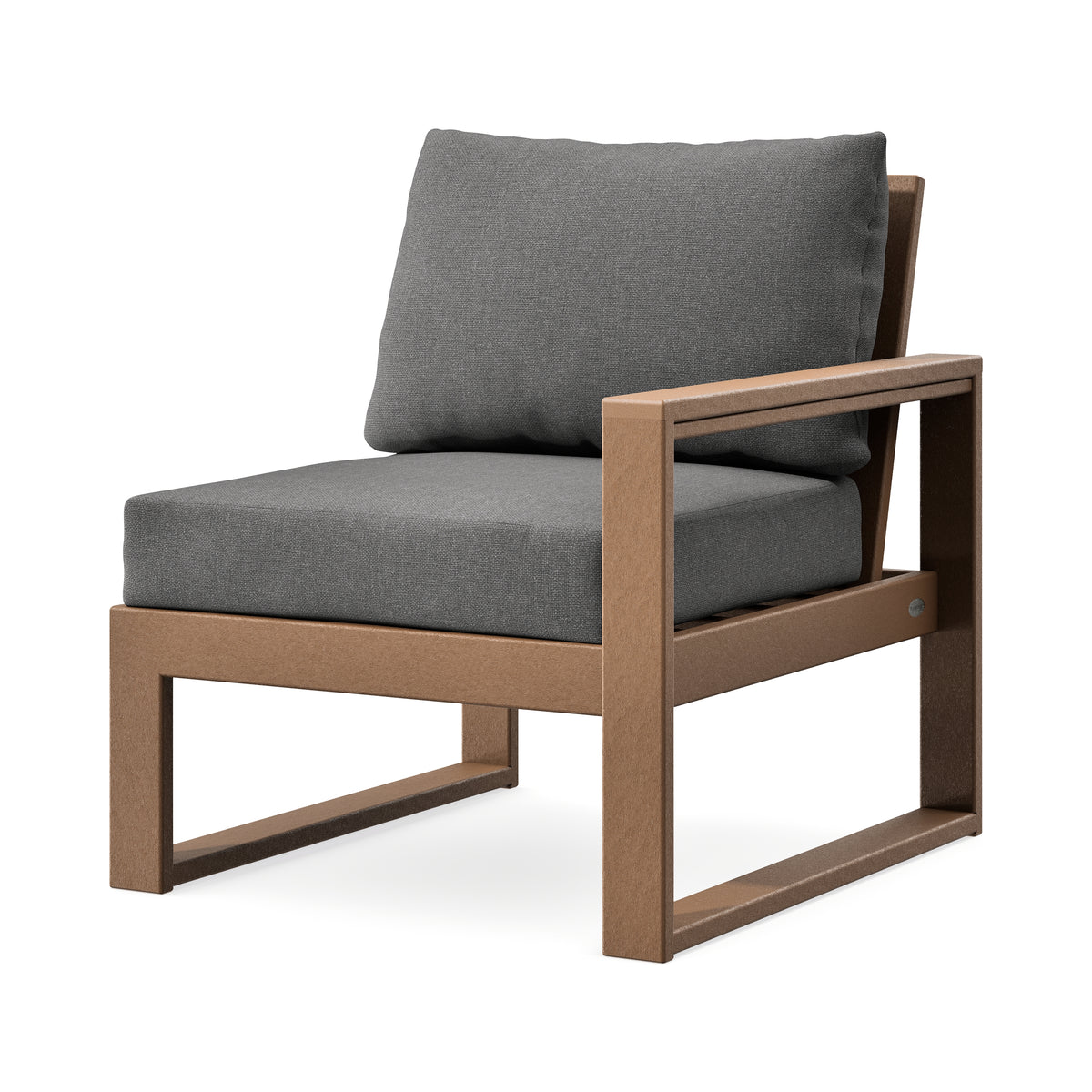 POLYWOOD EDGE Modular Right Arm Chair in Teak / Ash Charcoal