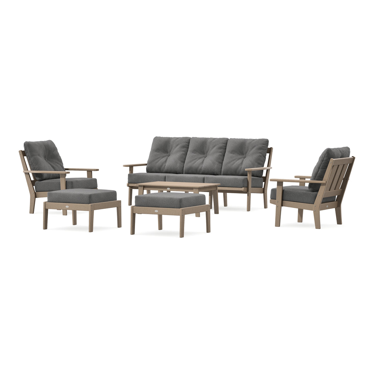 POLYWOOD Oxford 6-Piece Lounge Sofa Set in Vintage Sahara