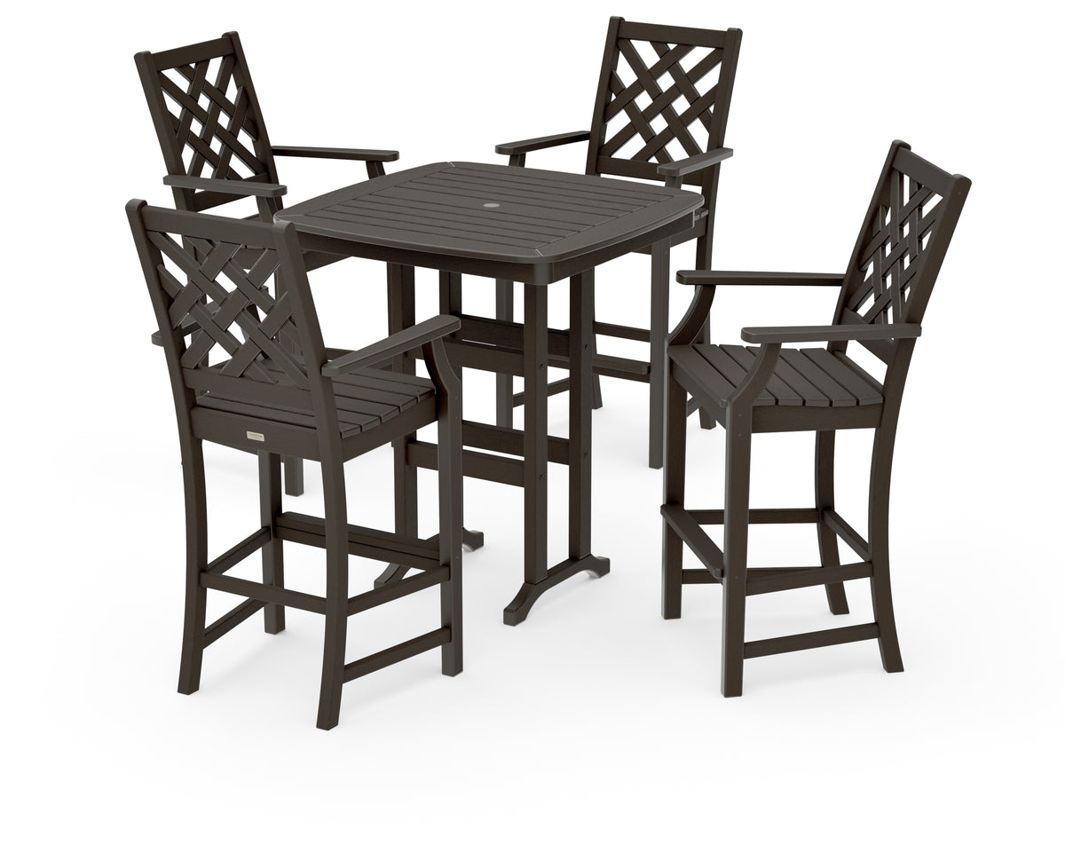 POLYWOOD Country Living Wovendale 5-Piece Bar Set in Vintage Coffee