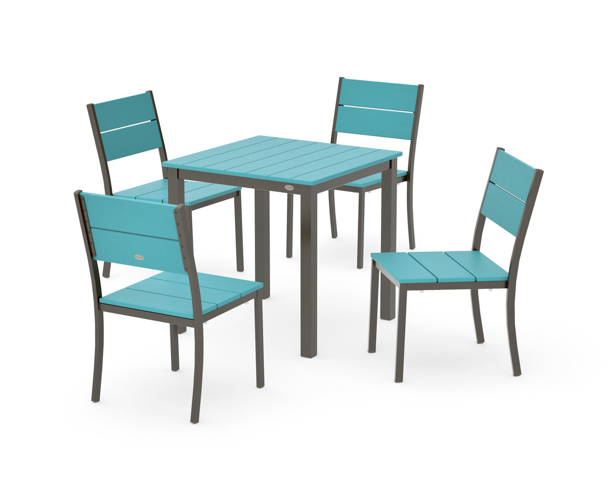 POLYWOOD Main Street 5-Piece Square Dining Set- Small in Bronze / Aruba