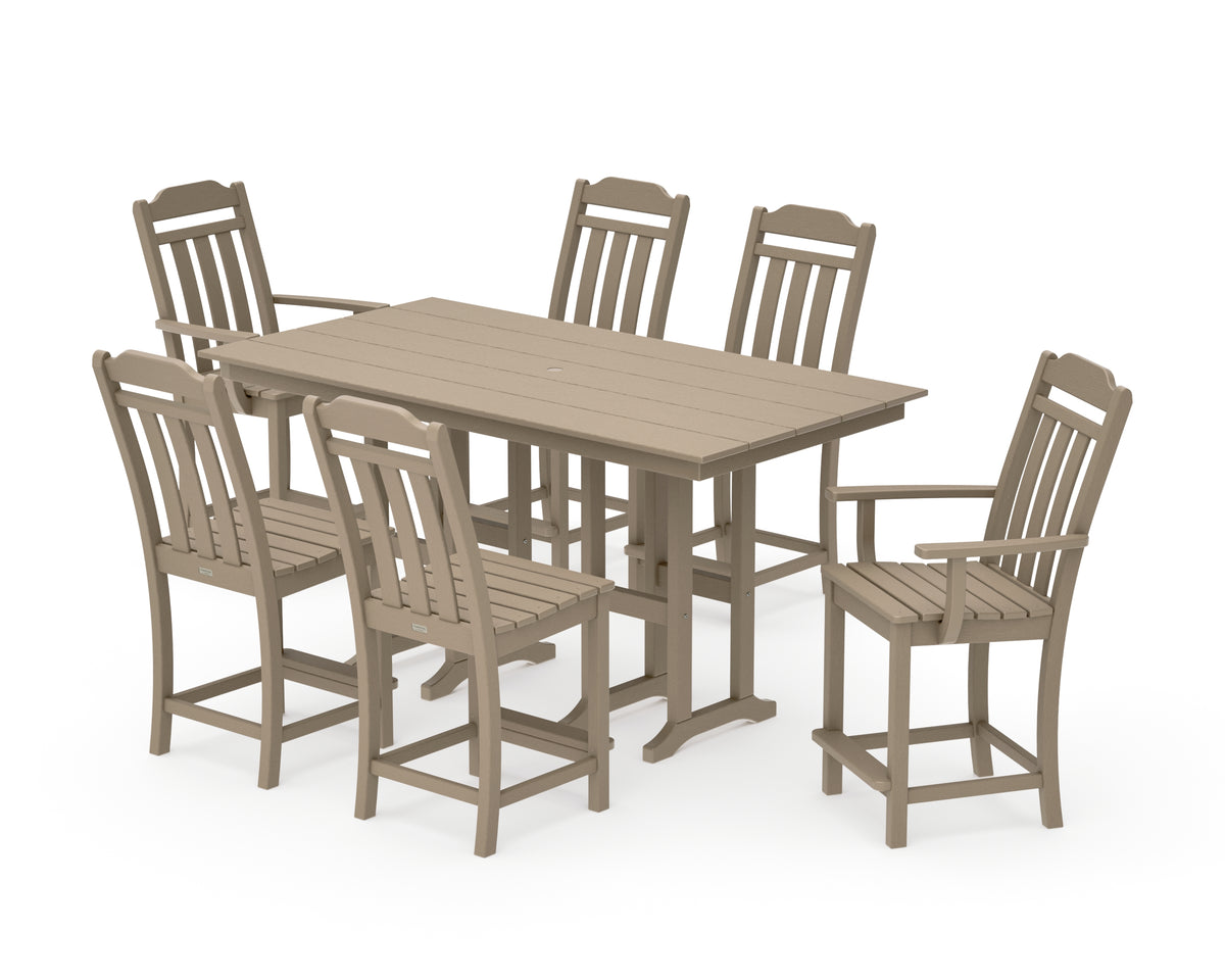 POLYWOOD Country Living Cottage 7-Piece Farmhouse Counter Set in Vintage Sahara
