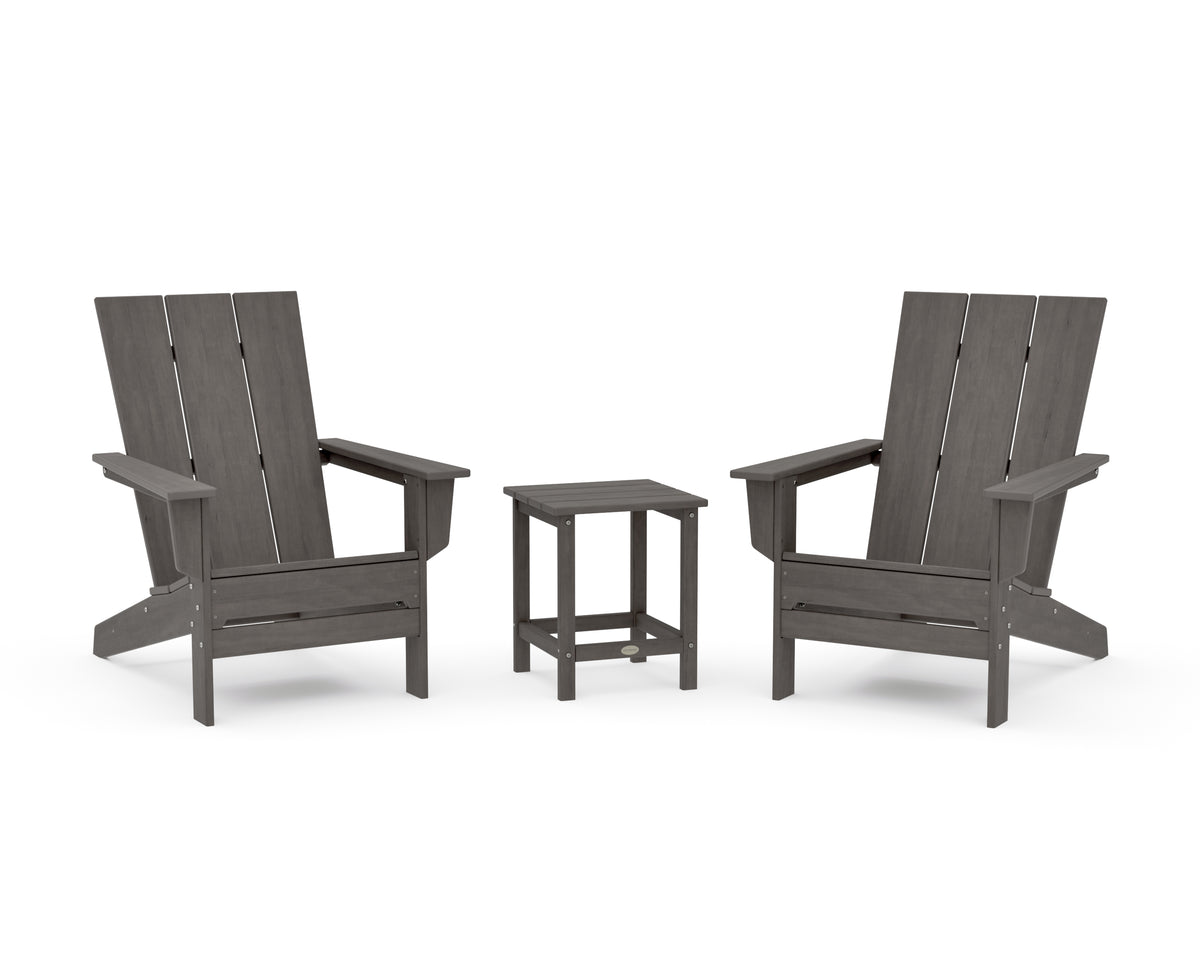 POLYWOOD 3-Piece Modern Studio Adirondack Set in Driftwood