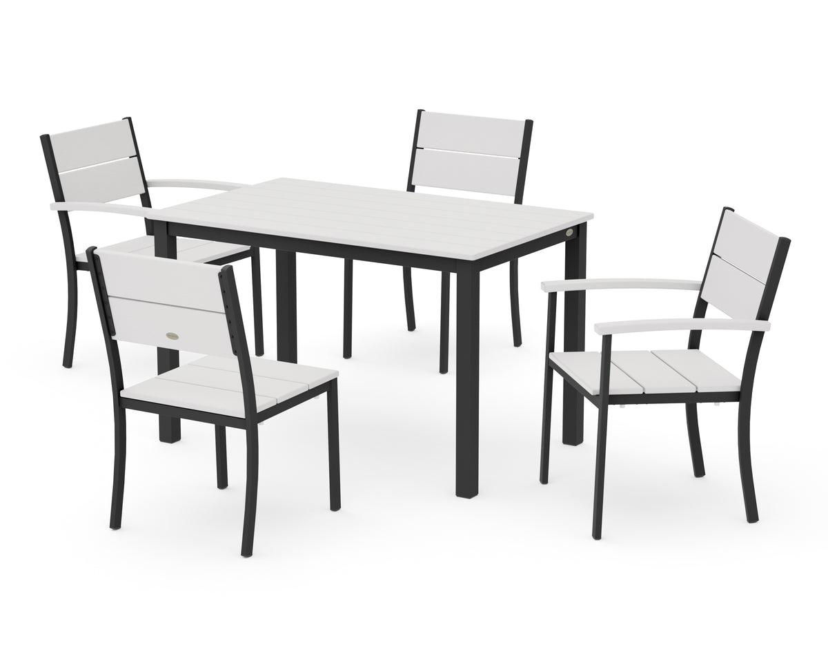 POLYWOOD Main Street 5-Piece Dining Set with Main Street 30 x 48 Dining Table in Black / Vintage White