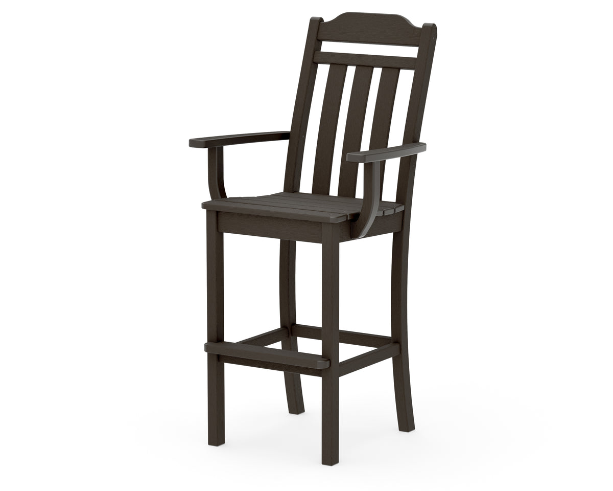 POLYWOOD Cottage Bar Arm Chair in Vintage Coffee