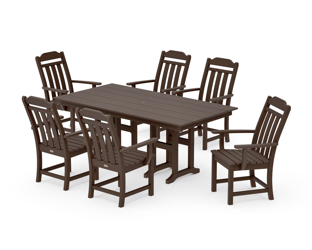 POLYWOOD Cottage Arm Chair 7-Piece Farmhouse Dining Set in Kona