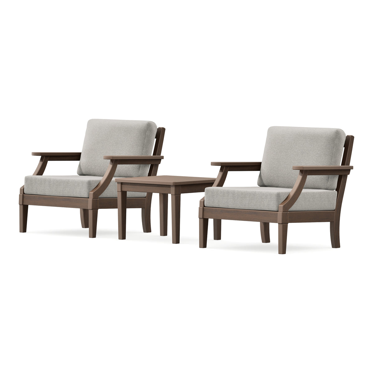 POLYWOOD PW Designer Series Estate 3-Piece Lounge Chair Set in Kona / Weathered Tweed