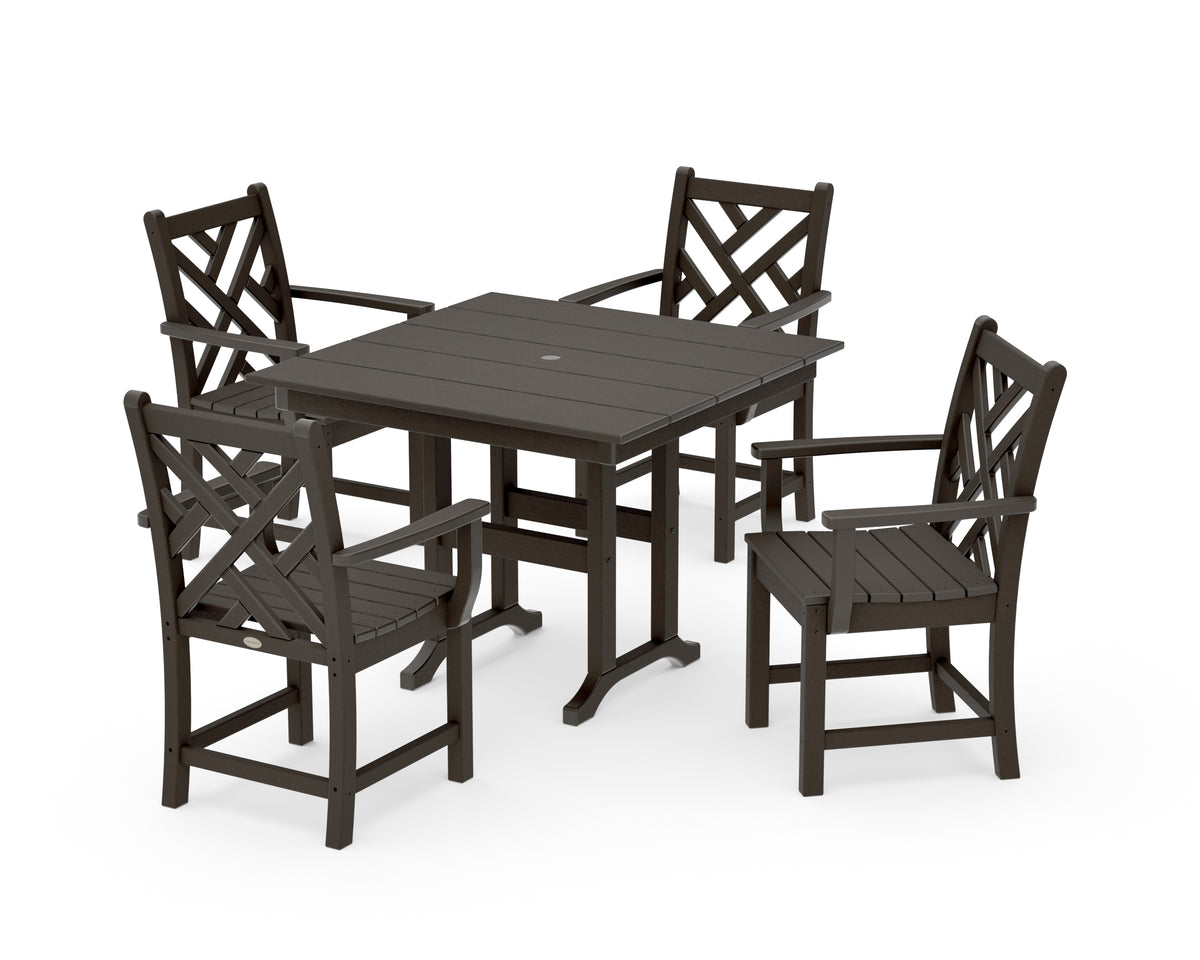 POLYWOOD Chippendale 5-Piece Farmhouse Dining Set in Vintage Coffee